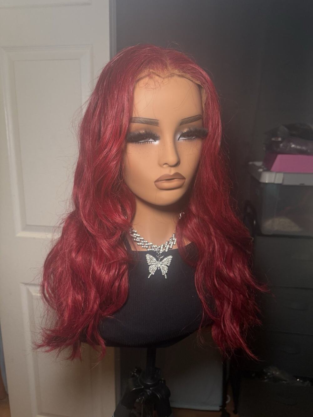 Cherry Burgundy Vivid Red Human Hair Wig